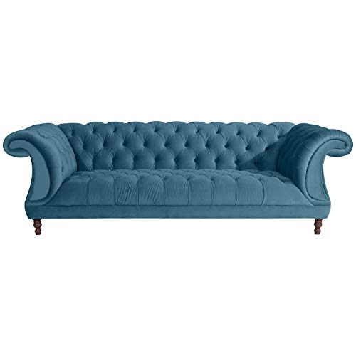 Max Winzer Sofa 3-Sitzer Ivette Samtvelours Petrol